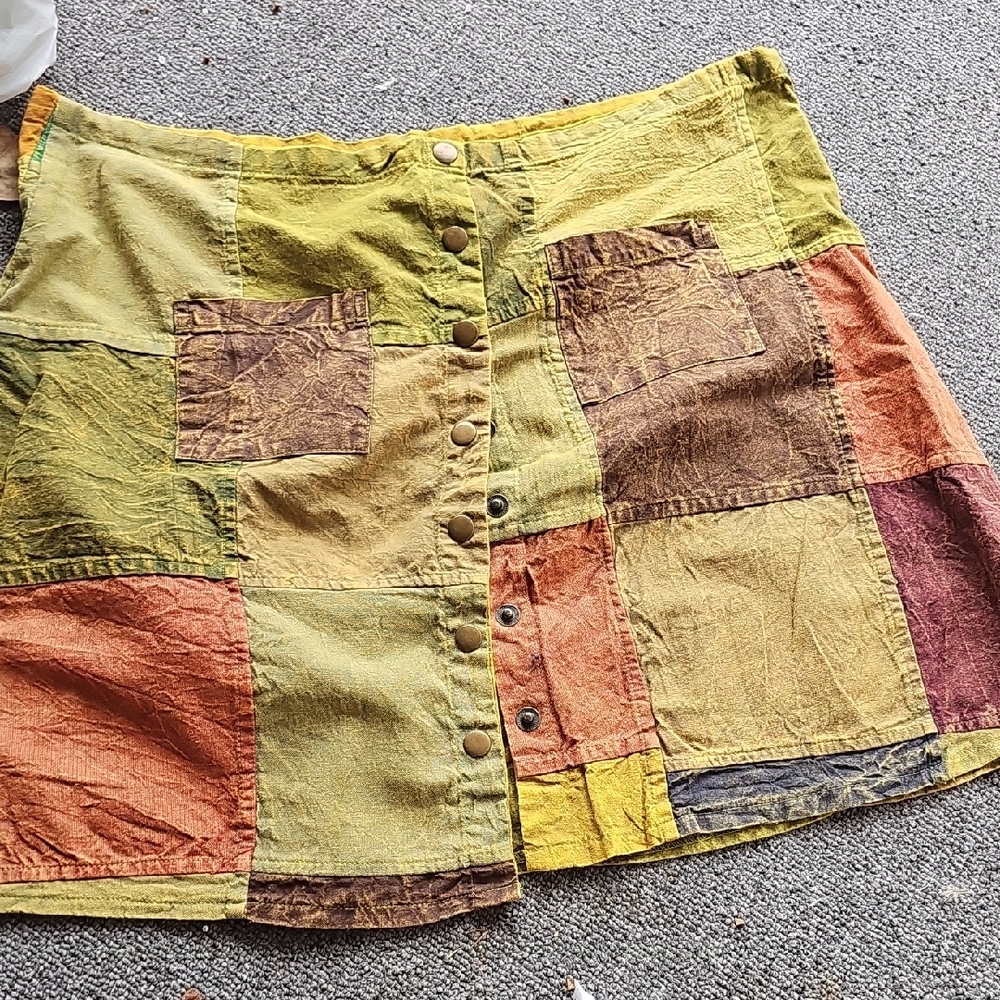 Jayli Multicolor Patchwork Mini Skirt